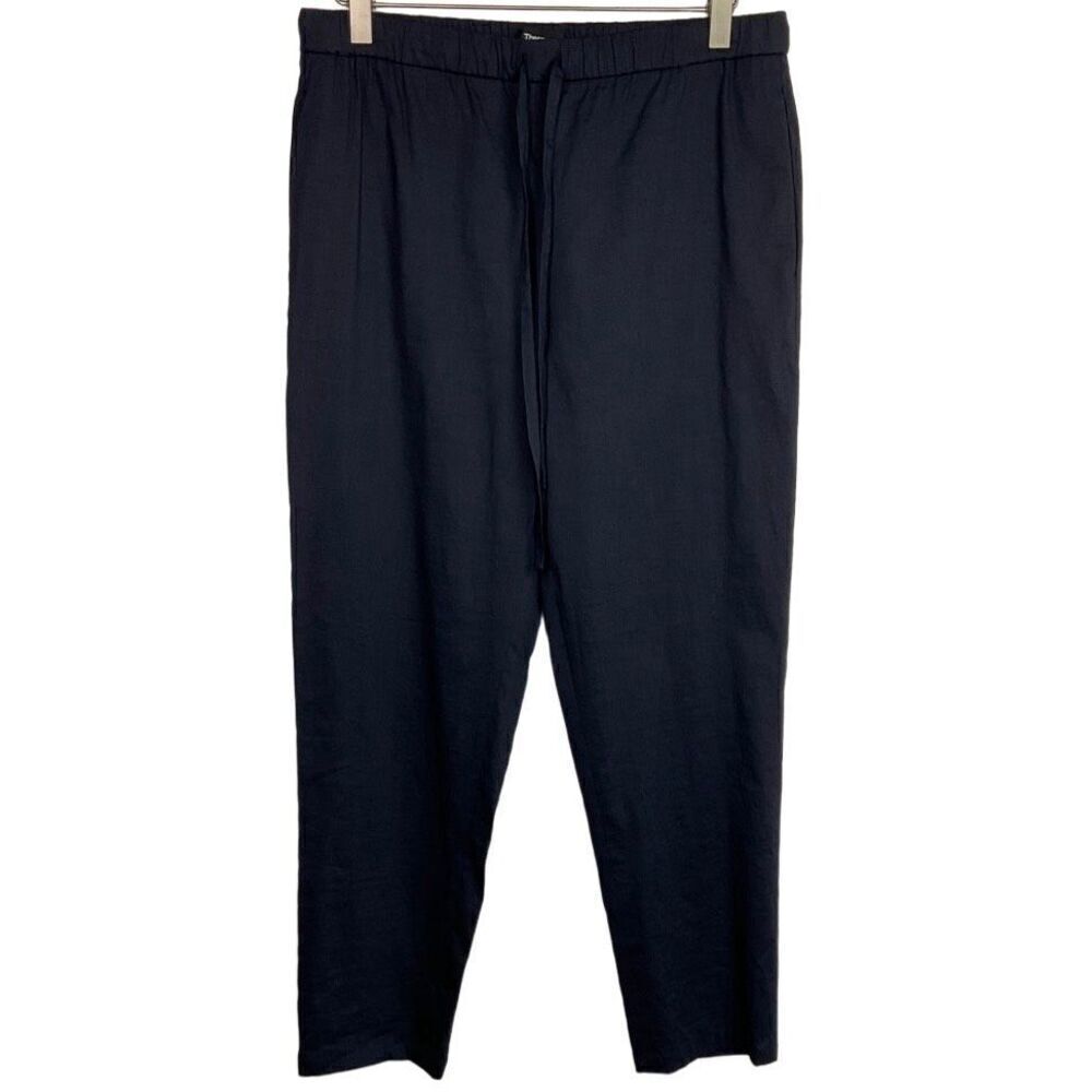 Theory Dark Blue Treeca Linen Blend Joggers Pants Medium